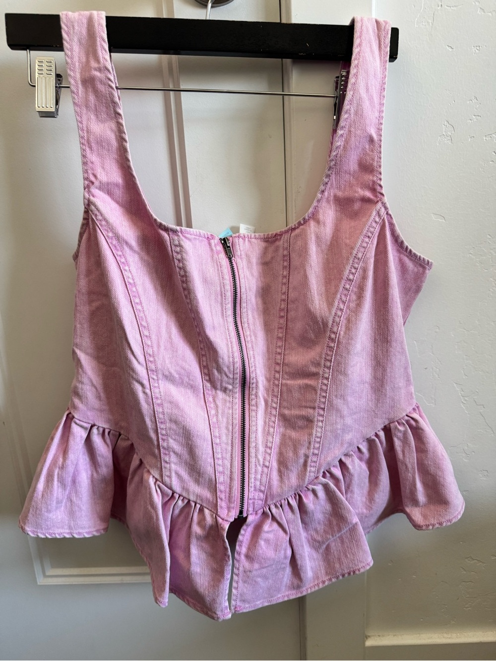 Universal Thread Pink Peplum Jean Zip-Front Camisole